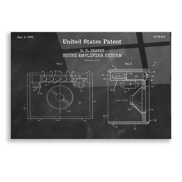 17 Stories Sound Amplifier Blueprint Patent Chalkboard - Graphic Art on